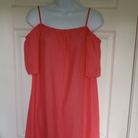 NWT Medium Old Navy Coral Cold Shoulder Tropic Dress - Picture 2 of 12